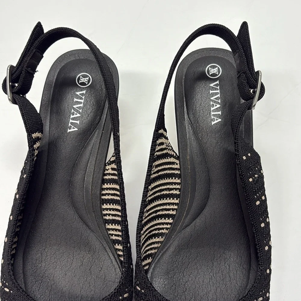 Vivaia Tamia Almond Toe Slingback Wedge Sandals Size EU 37 (US 6.5)